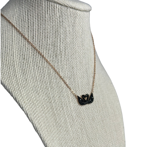 Swarovski Iconic Swan Necklace Double Swan, Black, Rose Gold - Picture 5 of 6